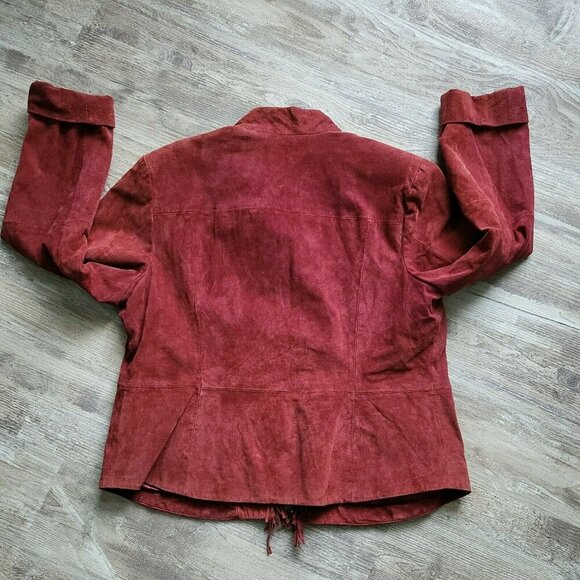 Pamela McCoy Womens Suede Leather Fringe Jacket Maroon Country Western Size L - Picture 3 of 11